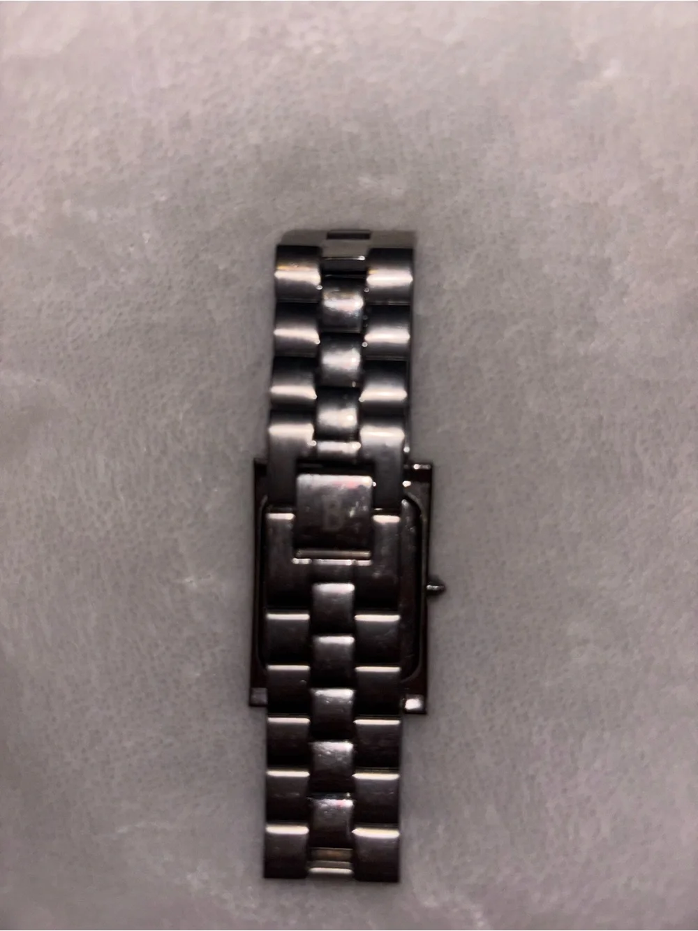 Bulova Men's Black and Silver Stainless Steel Rectangular Watch